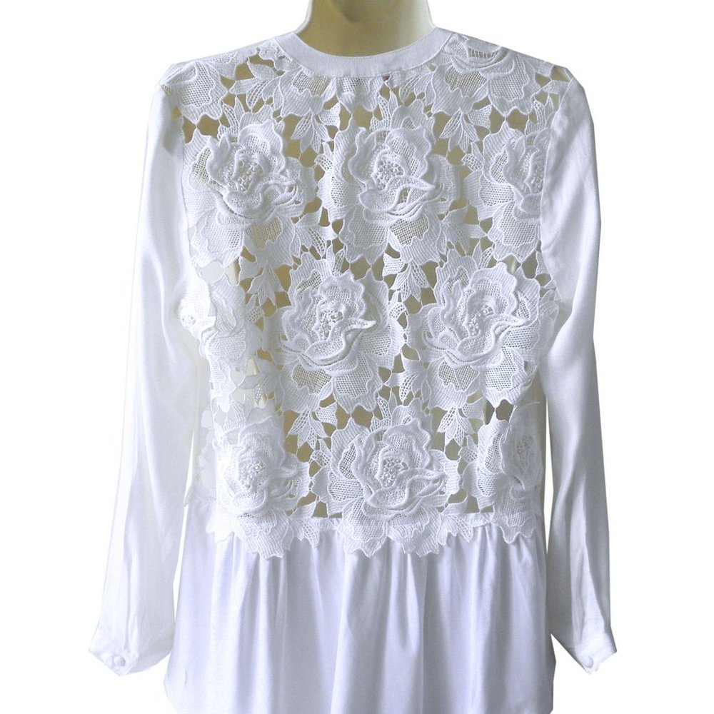 Ella Moss 'Crescent ' Floral Lace Panel Blouse